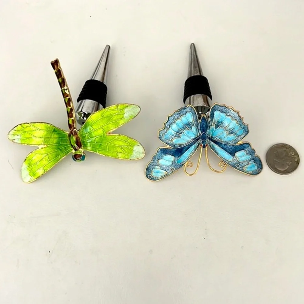 Pottery Barn S/2 Butterfly Wine Stops